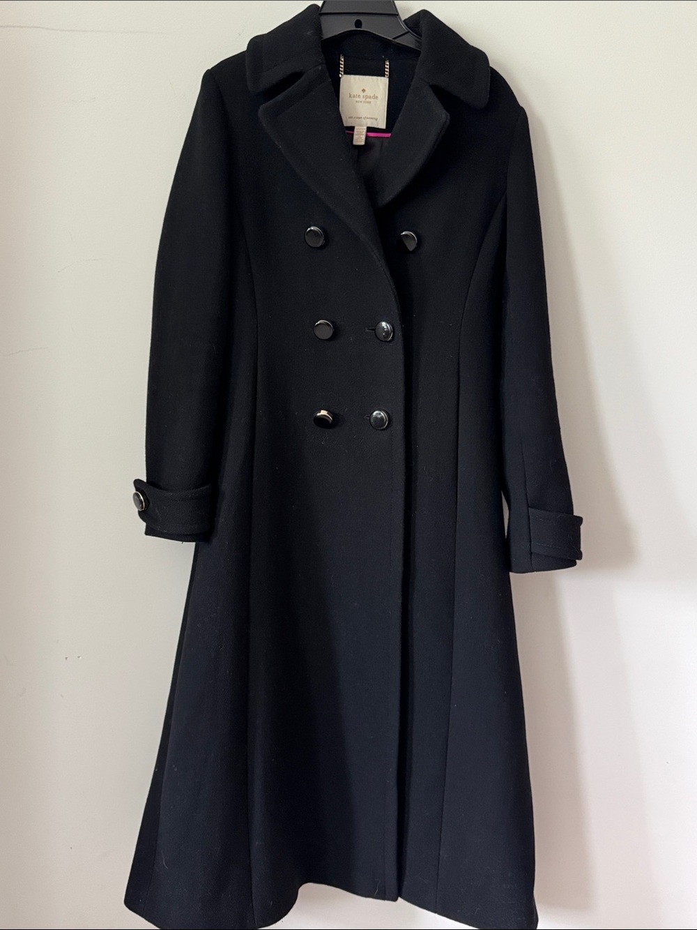 Kate Spade Black Long Coat Size XS